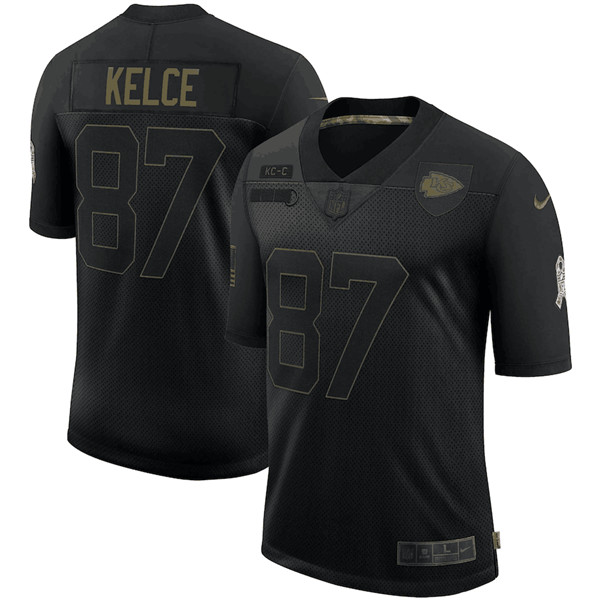 Men's Kansas City Chiefs #87 Travis Kelce Black 2020 Salute To Service Limited Stitched NFL Jersey